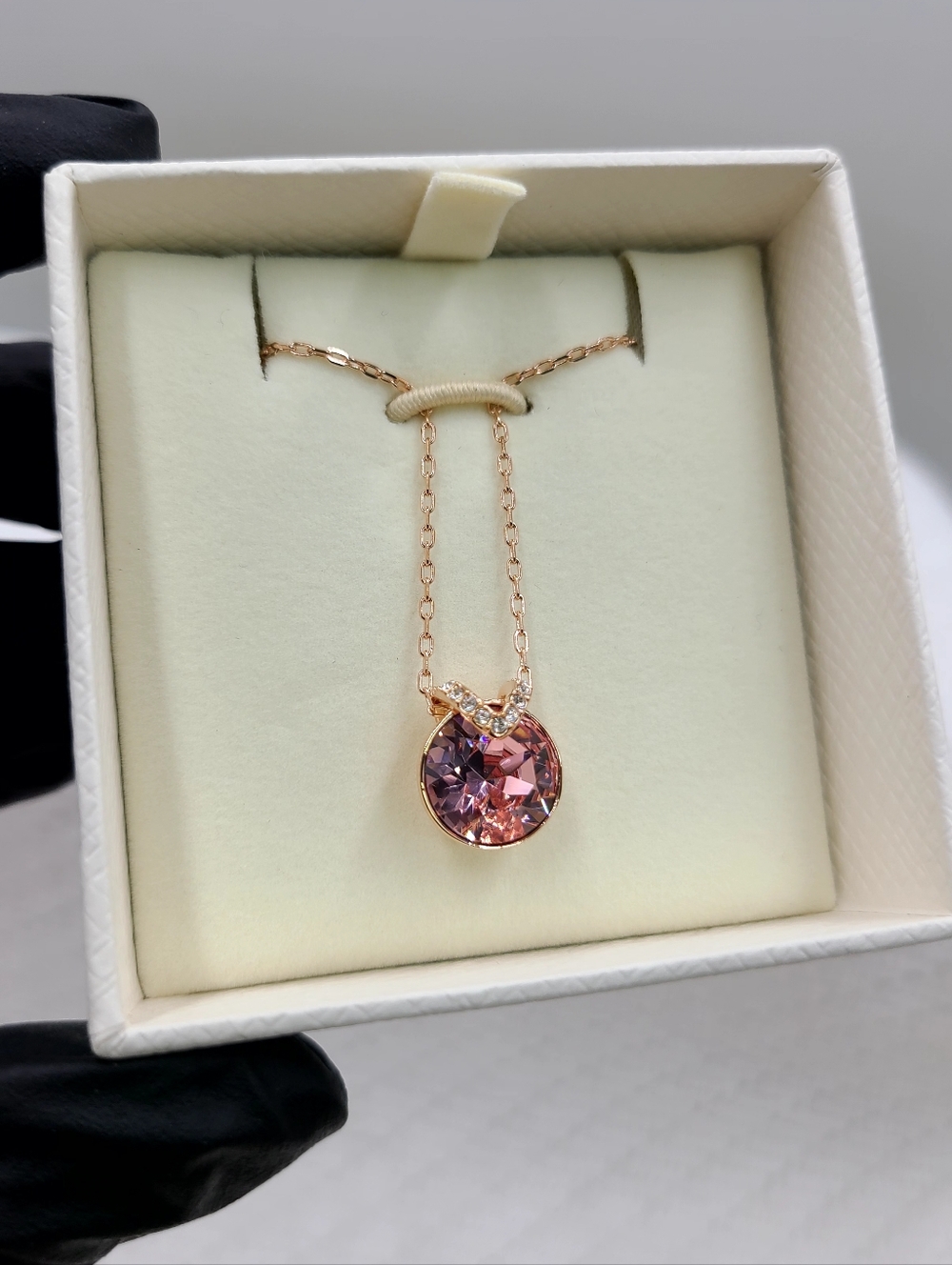 Rose Gold Pink Crystal Pendant Necklace - SWAROVSKI